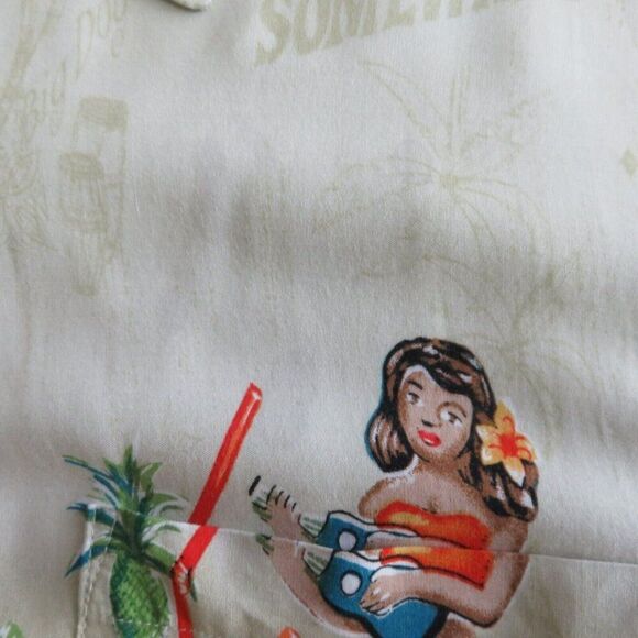 Big Dogs Hula Cocktail Shirt Size 4X Border Print Hawaiian Aloha - Picture 12 of 13